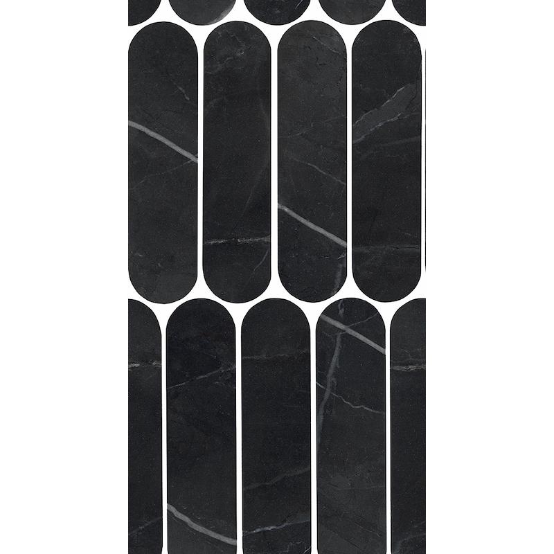 ITALGRANITI CHARM EXPERIENCE Mosaico Ovale Calacatta Black 19,5x37 cm 9 mm Geläppt